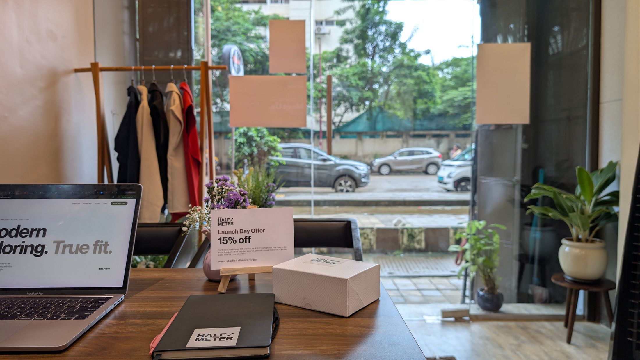 Studio Half Meter tailoring studio storefront in Balewadi, Pune